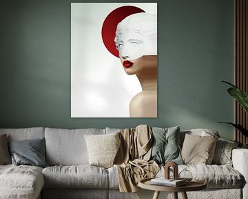 Minimalistische klassische Skulptur Wandkunst - Moderner roter Kreis abstrakter Druck von Ramy Salah Hefny