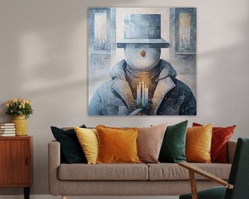 Snowman With Candles by ARTEO Paintings