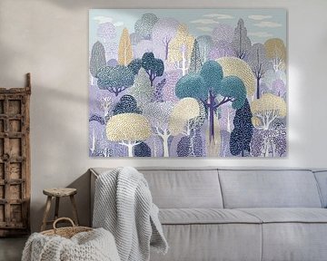 Baumlandschaft | Buntes Baumwunderland von Blumen Studio