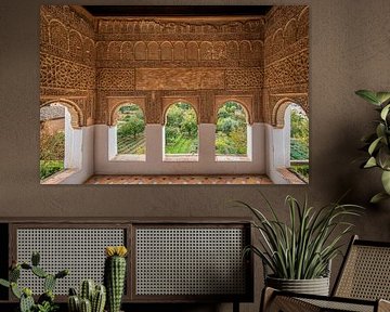 Arches de l'Alhambra avec vue sur le jardin sur Alexander Baumann