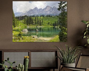 Spectacular mountain photo of the famous Three Peaks in the Dolomites - a timeless motif for all mountain lovers. Clear structures, impressive rock faces and the unmistakable alpine backdrop make this picture the highlight of any wall.