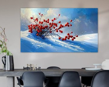 Rosehips at Christmas - The quiet perseverance of a wintry shrub and the bright promise of a new day in the midst of frost-drenched expanses