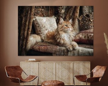 Koninklijke Kat bij Kroon - Elegant Oude-Meesters Schilderij