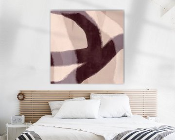 Peinture abstraite minimaliste moderne dans les tons chauds de marron, blanc et beige sur Dina Dankers