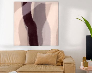Tableau abstrait minimaliste moderne en taupe et beige sur Dina Dankers
