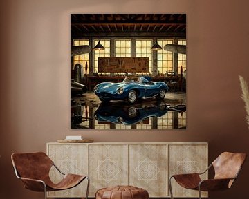 Jaguar Type D in Vintage Workshop by Jan Keteleer