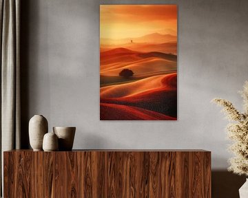 Solar Bloom Geometry - Tangerine & Violet Art