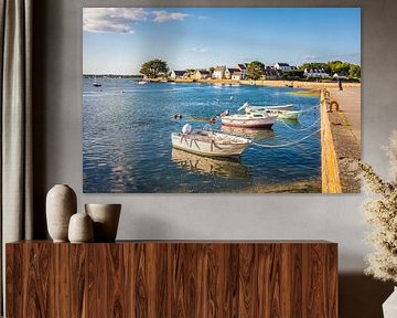 Small boats at the harbour pier of Saint-Cado, Brittany