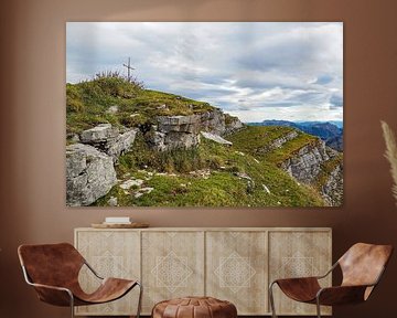 Impressionnante photo de montagne du Kotzen à Hinterriß - un paysage alpin puissant, marqué par la roche, la forêt et l'atmosphère claire du Karwendel. Parfait pour tous ceux qui aiment la nature authentique de la montagne.