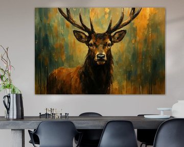 Porträt eines Hirsches mit Pinsel