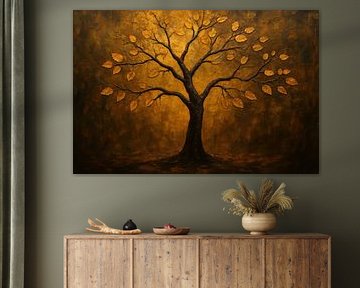 Ornamentaler Baum auf warmem Hintergrund