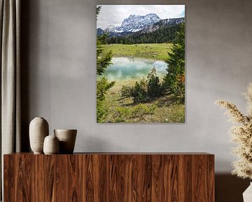 Alpenlandschap van Werdenfelser Land - een harmonieuze mix van majestueuze bergtoppen, groene valleien en heldere bergnatuur. Perfect voor iedereen die houdt van de Beierse Alpensfeer.
