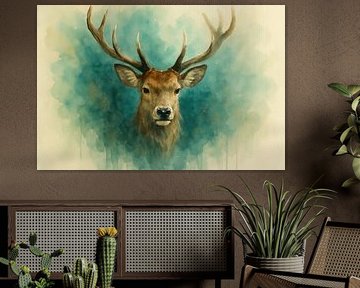 Stag portrait with wide antlers by Imperial Art House