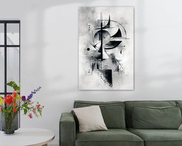 Abstrakte Malerei - Schwarz und Weiß Mysterious Modern