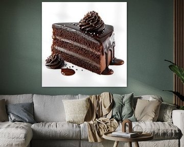 Schokoladenkuchen weißer Hintergrund Porträt von TheXclusive Art