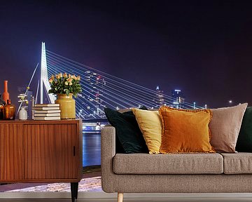 Erasmusbrug bij nacht in Rotterdam van RB-Photography