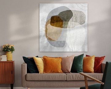 Formes organiques abstraites dans des couleurs neutres sur Art minimaliste abstrait