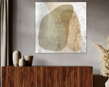 Peinture abstraite aux couleurs neutres et chaudes sur Art minimaliste abstrait