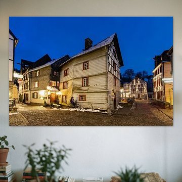 Street in Monschau Germany in the evening