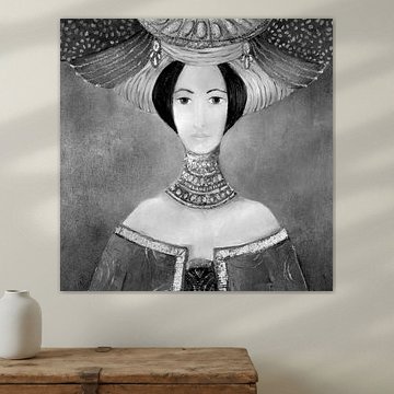 Regal Portrait - Eleganter figurativer Kunstdruck in Klassisch
