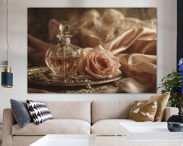 Perfume Bottle and Rose - Romantic Painting