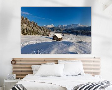 Idyllic winter landscape at Lake Geroldsee