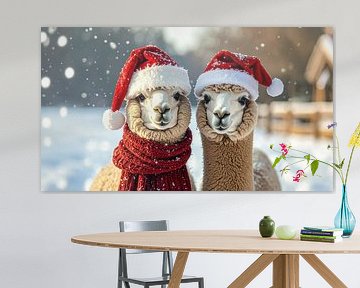 Alpakas mit Weihnachtsmannmütze... von Ans Bastiaanssen