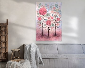 Groupe d'arbres abstrait aux couleurs froides