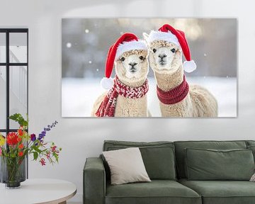 Schattige alpaca's met kerst... van Ans Bastiaanssen
