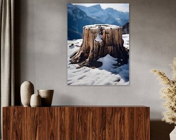 Boomstronk in winterslaap van drdigitaldesign