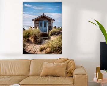 Cabane de plage dans la lumière chaude du matin