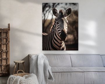 Zèbre dans la lumière chaude de la savane