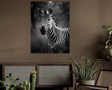 Portrait de zèbre à l'élégance intemporelle en noir et blanc
