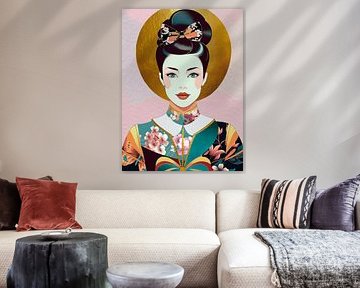 Neo Pop-Art einer asiatischen Frau im Kimono