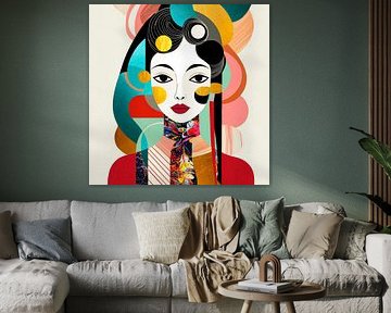 Modernes abstraktes Pop-Art-Porträt mit Art-Deco-Twist