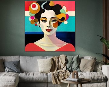 Retro Pop-Art Portrait mit geometrischen Formen