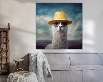 Alpaka mit gelbem Hut von Schwarzer Kaffee