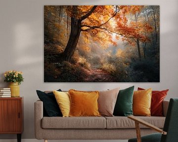 Herfstbos - Goudrood Dromerig Kunstwerk