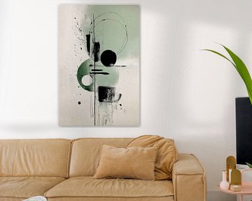 Peinture abstraite - Vert Noir Géométrique Mystérieux