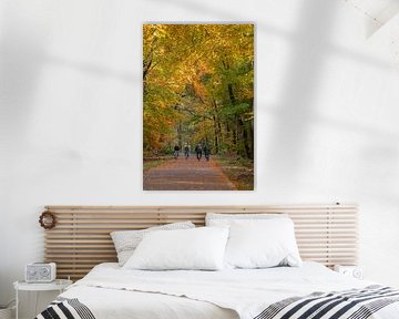 Cyclists in autumn on the Veluwe