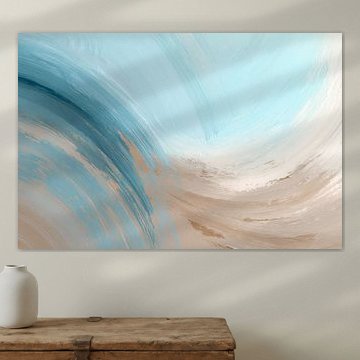 Abstract Blue Beige Colour Stream in Motion by Eva Lee