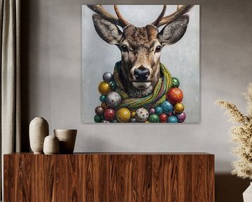 Christmas Deer | Christmas Deer Gloss by ARTEO Paintings