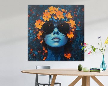 Sunglasses Flowers | Orange Flower Wreath by Eye catching paintings