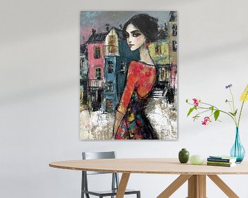 Mount Zion painting | Colourful Village, Radiant Woman