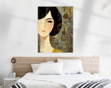 Femme abstraite avec des fleurs sur Caprices d'Art