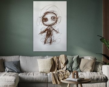 Abstrakte Puppe - Verspielte Kinderzeichnung von Peter Pen Zeichnungen und Gemälde