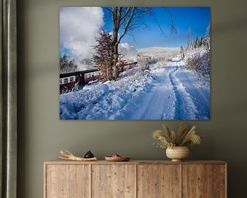 De Brocken-spoorweg is op weg naar de Brocken