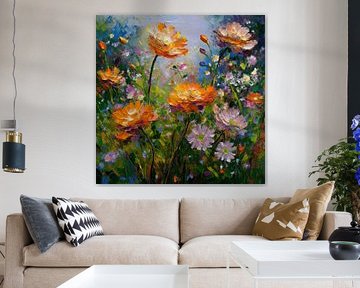 Schöne bunte Blumen auf dem Feld