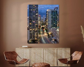 Brickell Avenue Miami Nightview by Bart Hendrix