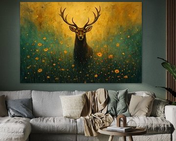 Hirsch mit Geweih und Blumen von Imperial Art House